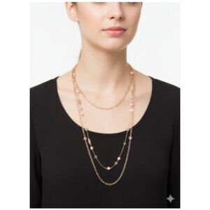 New York & Company Women's Womens Triple Strand Pink Beaded Necklace NWT